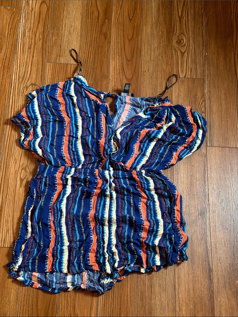 Forever 21 Navy, Orange & Cream Striped Women's Romper